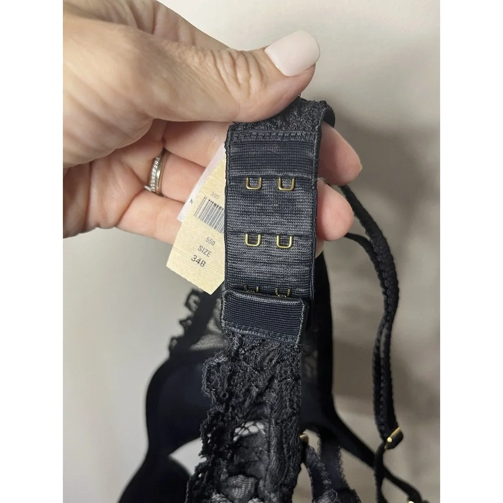Vintage NWT Victoria's Secret Very Sexy Push Up Bra Black 34B Crossback Lace Y2K - Picture 5 of 9